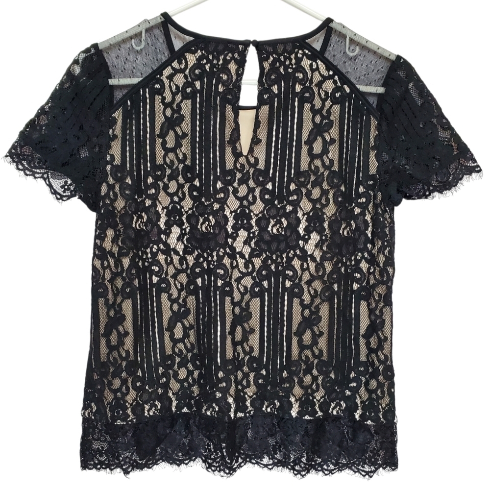 2456 * Express Black Lace Top Blouse Bohemian Hippie Chic Elegant Size S - Picture 2 of 8